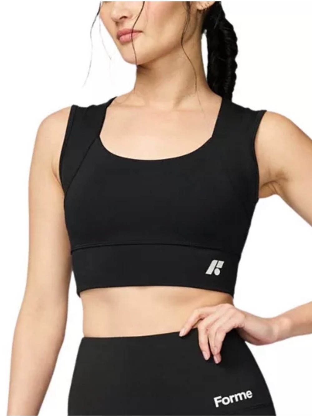 Forme Black Scoop Sports Bra with Wide Straps